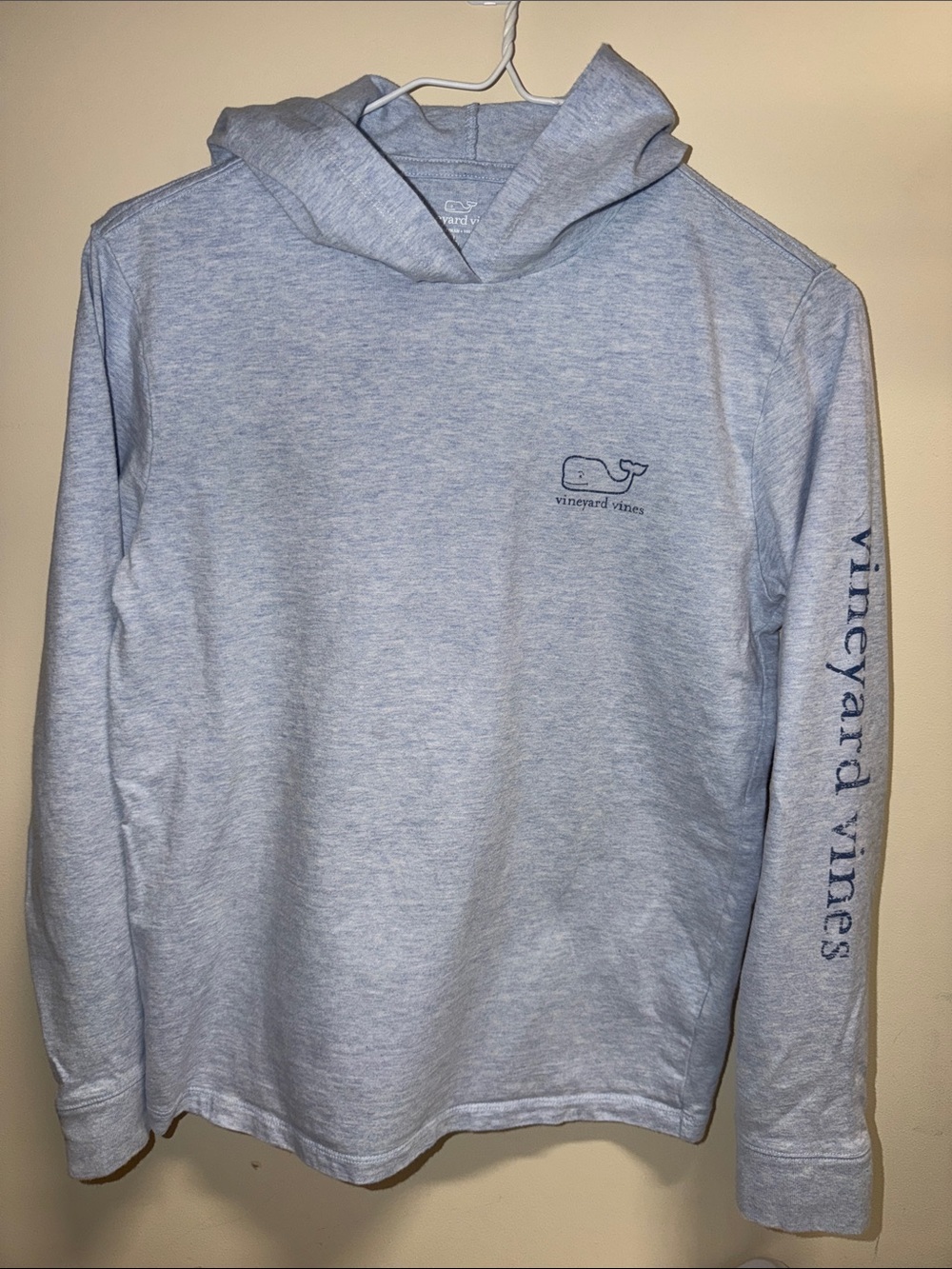 Vineyard Vines Light Heather Blue Hoodie with Whale Logo
